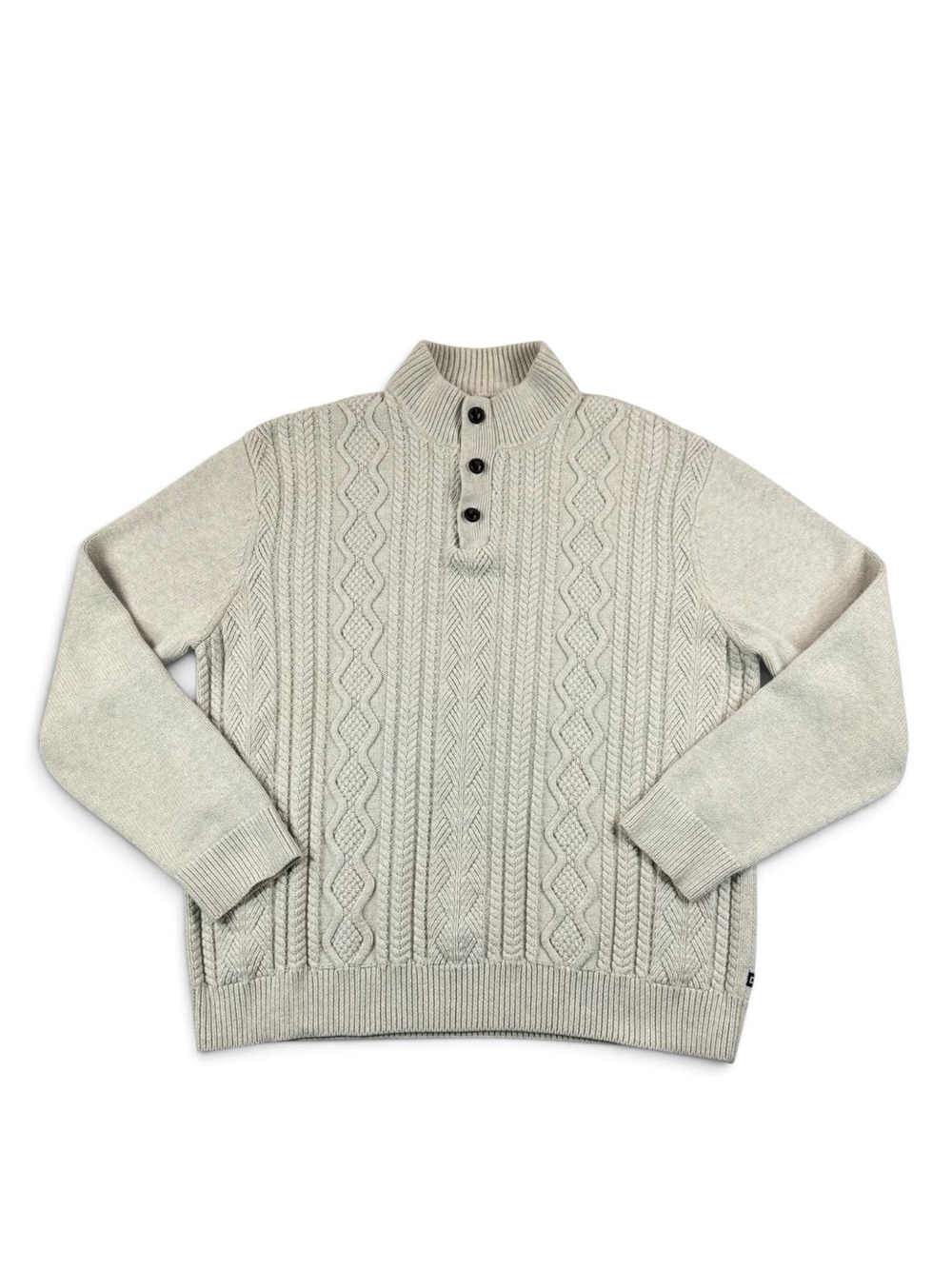 Chaps Men’s Cable-Knit Mock Neck Henley Sweater XL / Oatmeal Heather